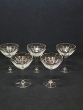 5 Antique Champagne Cups Crystal Cut Palmettes Art Deco 