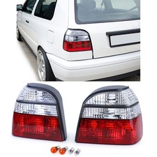 Feux Arrière En Verre Clair Rouge Blanc Pour VW Golf 3 Berline Cabriolet 91-97