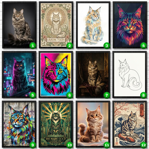 Poster affiche chat maine - poster,