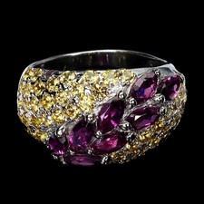 925 Sterling Silver Ring Marquise Rhodolite Tanzanite Gemstone Jewelry Size 9