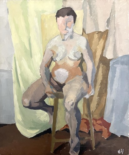 Ancien tableau féminin - tableau, nu