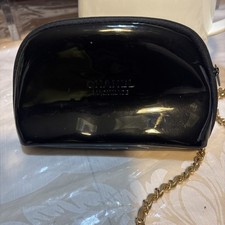 Chanel Maquillage Beauty Cosmetic Makeup Bag Top Zip PVC Small Purse Black 7"