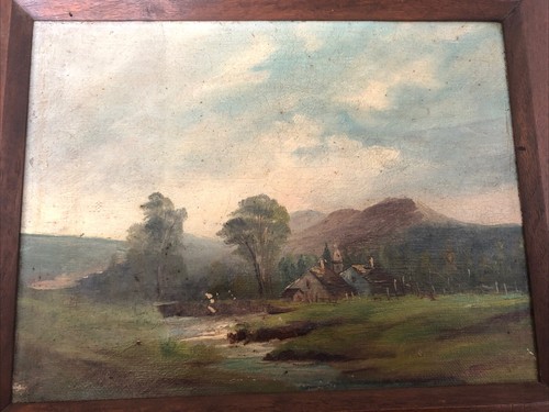Ancien tableau huile - sur, toile