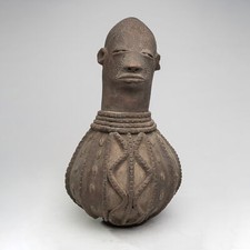 FR0663 SCULPTURE MANGBETU TETE EN TERRE CUITE TERRACOTTA CONGO RDC AFRIQUE