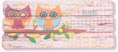 Cadre tableau bois hibou - hibou, sur