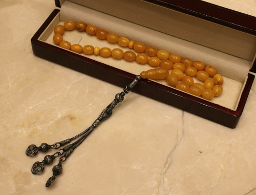 Collier ancien pur - , ambre