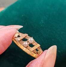 Bague Ancienne or rose 18 carats et perles fines Napoléon 3