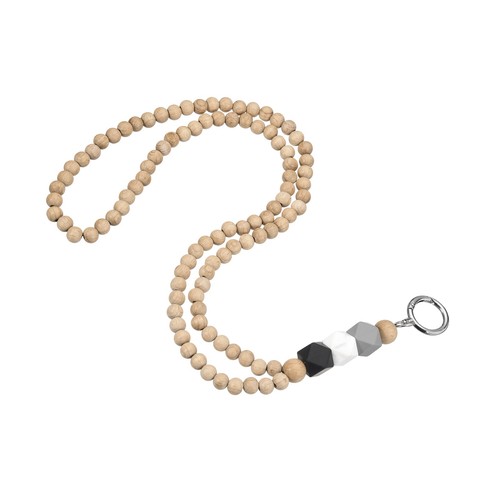 Porte badge perles bois - en,