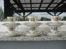 6 TASSES DE COLLECTION PORCELAINE BAVARIA BOUQUET + DORURES 