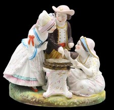 LE MERCHANT D'OUBLIES BRETON et la CARTOMANCIENNE late 19th century / porcelain