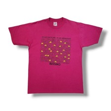 Vintage Jerzees Bussing It's Not A Job It's An Adventure T-Shirt Pink Size M
