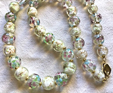 🌟collier perles verre de Murano blanches/or 🌟