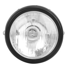 (noir) Phare De Moto Rond à LED Coque En Alliage Rétro Lentille