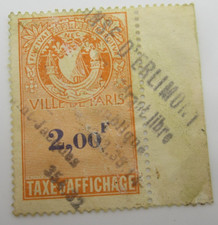 TIMBRE FISCAL VILLE DE PARIS -