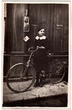 Vélo.Bicycle.Bike.Cyclo.Jeune Fille.Almanac Lyon.Photo Postcard silver