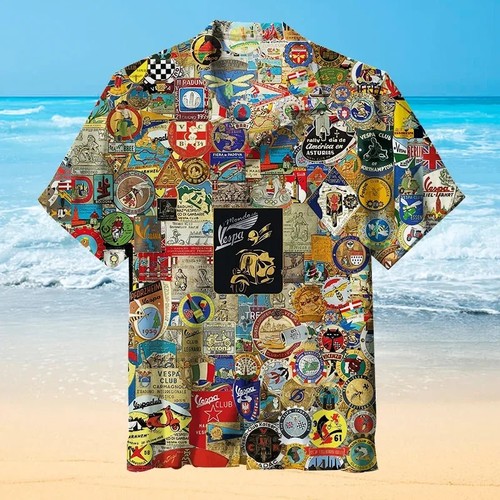 Vespa plaketten hawaiian shirt - plaketten,