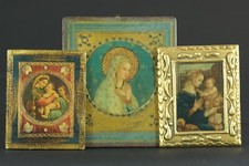 Set of 3 Antique Small Religious Icons Virgin Child Florentines