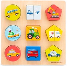 NEW CLASSIC TOYS - Jouet en bois - Formes géométriques véhicules de la ferme ...
