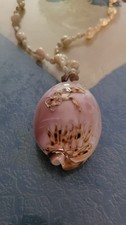 RARE POLYNESIAN ISLANDS NECKLACE BEAUTIFUL ENGRAVING DIVER MOTHER-OF-PEARL SHELLS