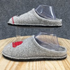 Haflinger Slippers Womens 41 Gray Wool Cat Yarn Embroidered Mules Indoor Comfort