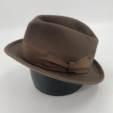 Vintage Borsalino 1857 Alessandria Brown light Weight Felt Fedora Hat Size 7 1/2