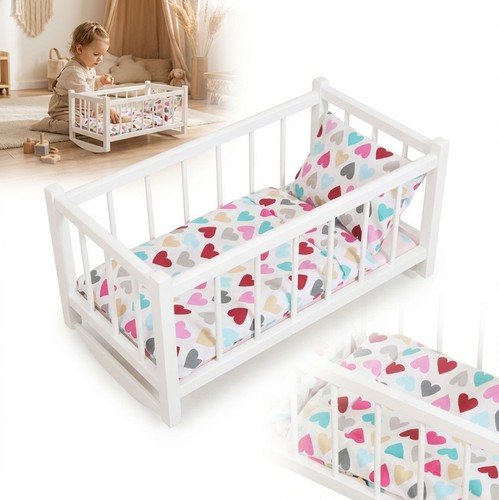 Berceau bois blanc poupée - , +
