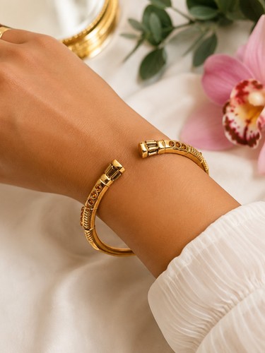 Bracelet jonc doré acier - doré,