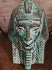 Buste pharaonique en faïence égyptienne - Sculpture de tête pharaonique - Déco