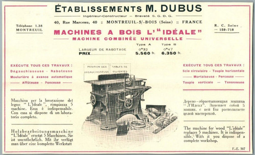 Dubus machine bois raboteuse - machine, a