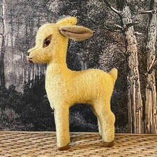 Ancien Jouet en Peluche Faon Biche Bambi - Rembourré de Paille - 1950's