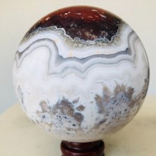 1889g Natural Mexican Crazy Lace Agate Quartz Crystal Sphere Mineral Healing JG6