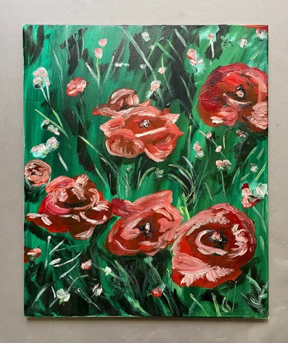 Coquelicots huile sur toile - huile,