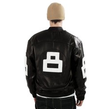 Veste en cuir 8 boules veste en cuir noir blouson bomber jacket