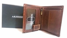 Portefeuille/portefeuille en cuir véritable tanné végétal pour homme - AKSHLE-7037