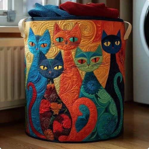 Panier textile linge chat - à,
