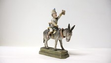 Ancien élégante Sculpture d'un messager à cheval tête mobile en porcelaine XIXe