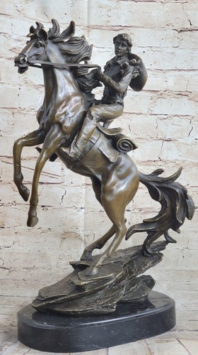 Sculpture statue bronze cowboy - statue,