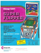 Super Flipper Chicago Coin Pinball Bally Flyer / Brochure / Ad - Hard to Find -