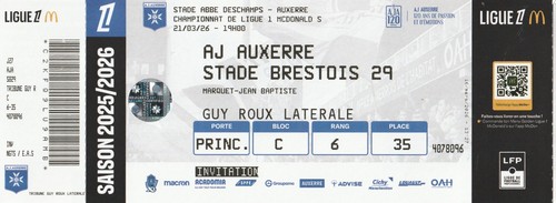 Ticket football auxerre - football, aj
