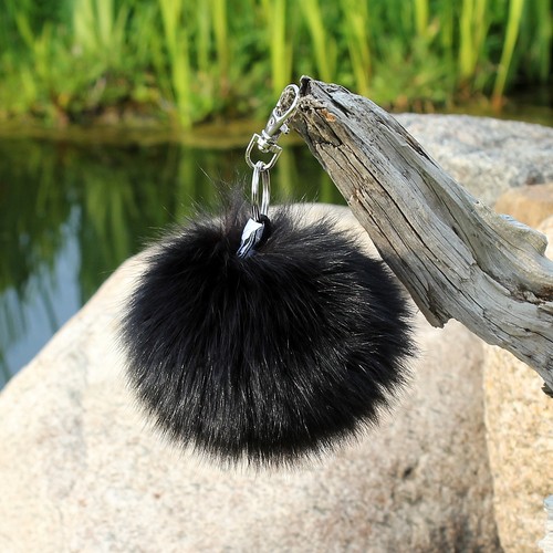 Pompon fourrure renard bleu - fourrure,