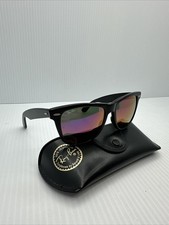 Ray-Ban USA Vintage 80s B&L Wayfarer Purple Mirror  Rare Sunglasses Black
