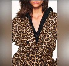 NEW Ba&sh Leopard print trench coat Manteau Fauve. S/M $695.Lightweight.4 Season