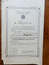BELGIAN diploma. for the War Commemorative Cross 1916-1918