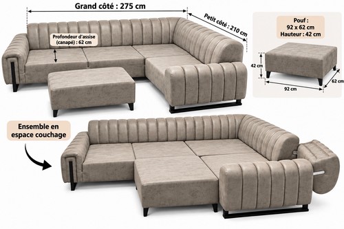 Canapé angle droit - canapé,