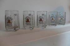 Antique Lot of 5 LUT'CIA BRAU Glazed Beer Glass Cups Imported from Germany