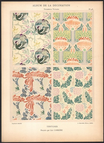 1900 lithographie tentures - 1900,