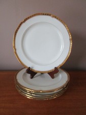 6 ASSIETTES PLATES 25 CM EN PORCELAINE DE LIMOGES LISERES DORE A.LANTERNIER &CIE