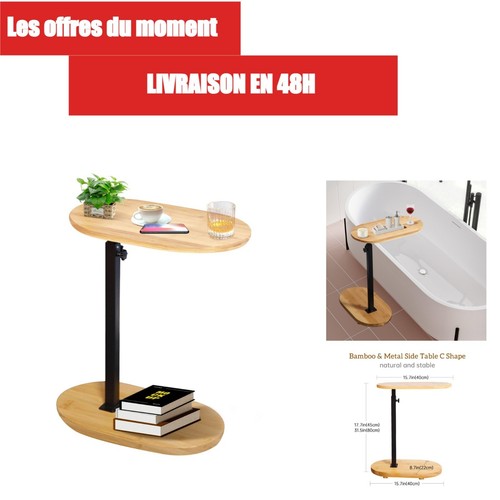 Table appoint forme de c - en,