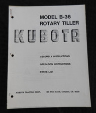 Kubota B-5100 Tracteur B-36 Rotatif Motoculteur " Propriétaires Pièces Manuel
