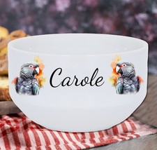 Bol petit déjeuner Perroquet gris du Gabon personnalisé avec prénom
